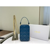 LADY Dior PHONE HOLDER Cannage Lambskin Sea Blue High