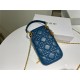 LADY Dior PHONE HOLDER Cannage Lambskin Sea Blue High