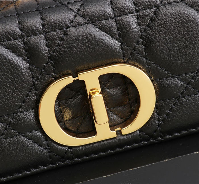 MICRO Dior CARO BAG Supple Cannage Calfskin Black High