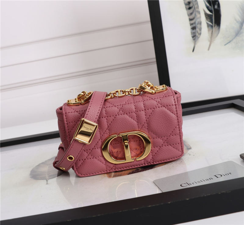 MICRO Dior CARO BAG Supple Cannage Calfskin Pink High