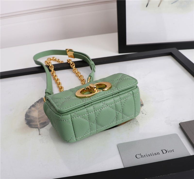 MICRO Dior CARO BAG Supple Cannage Calfskin Green High