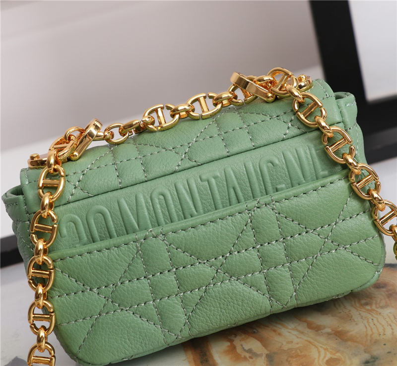 MICRO Dior CARO BAG Supple Cannage Calfskin Green High