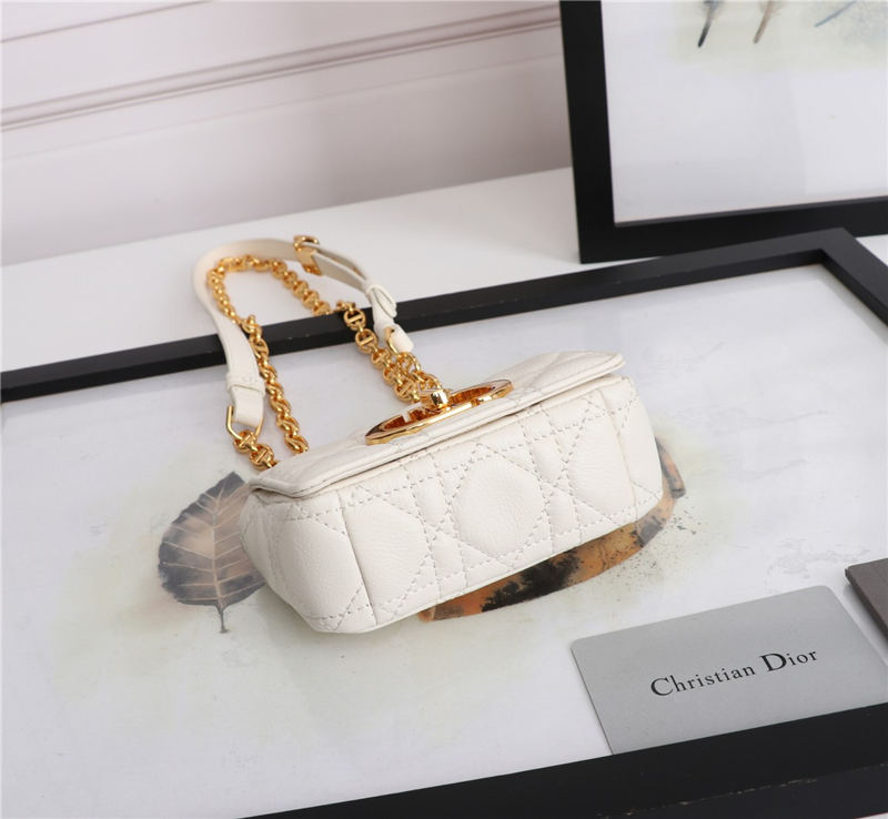 MICRO Dior CARO BAG Supple Cannage Calfskin White High