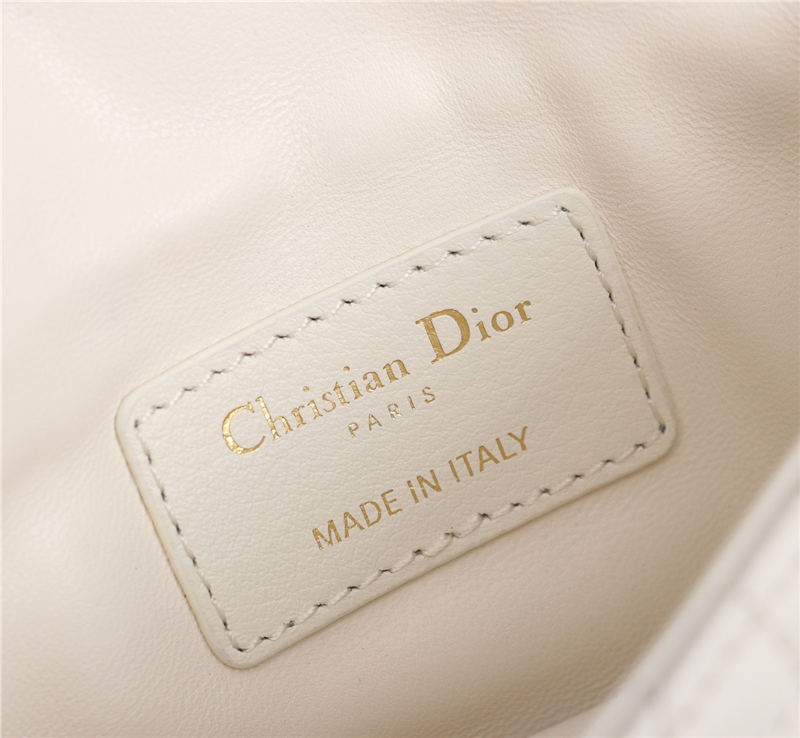 MICRO Dior CARO BAG Supple Cannage Calfskin White High