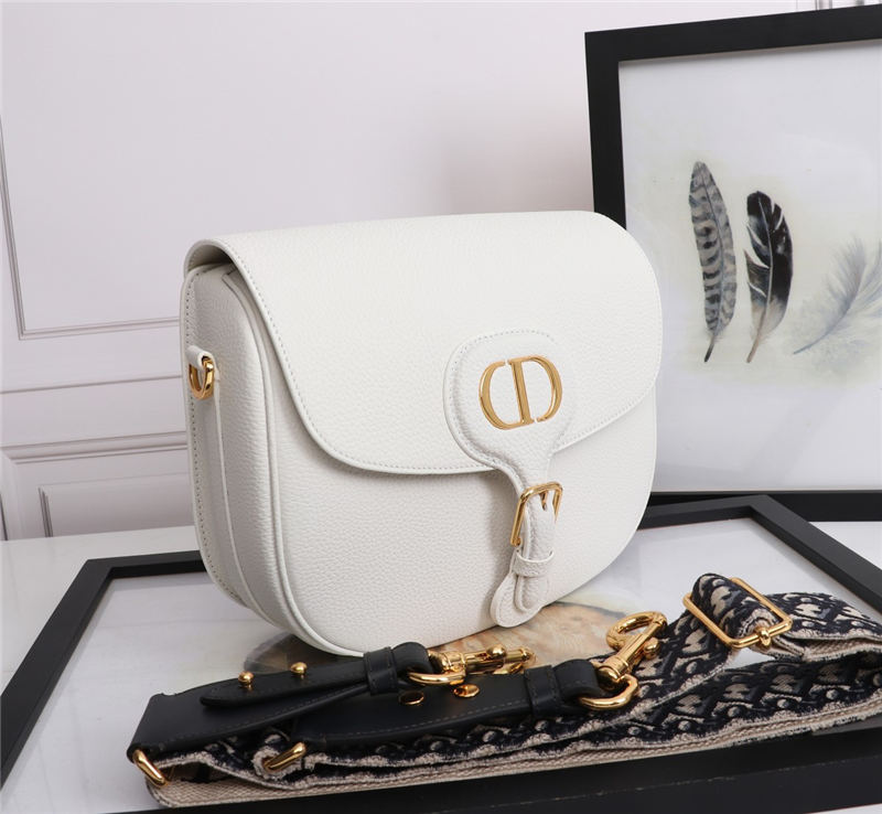 LARGE Dior BOBBY BAG Grained Calfskin White High