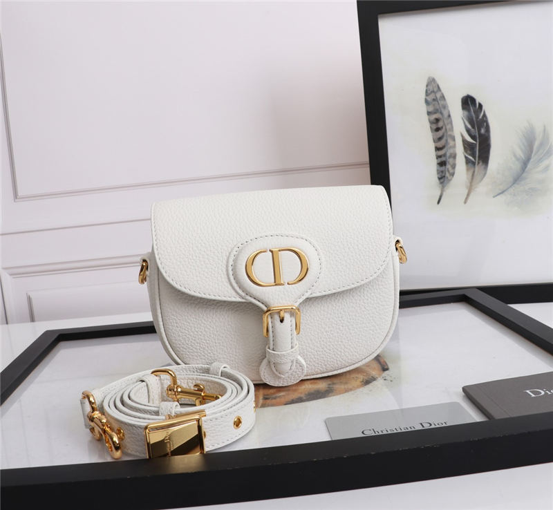 SMALL Dior BOBBY BAG Grained Calfskin White High