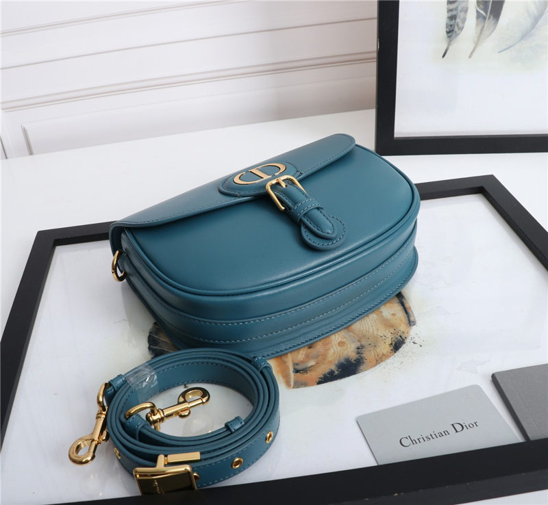 MEDIUM Dior BOBBY BAG Box Calfskin Steel Blue High