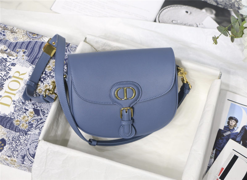 MEDIUM Dior BOBBY BAG Box Calfskin Denim Blue High