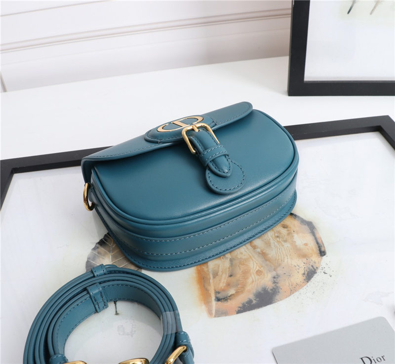 SMALL Dior BOBBY BAG Box Calfskin Steel Blue High