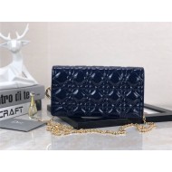 LADY Dior POUCH Patent Cannage Calfskin Indigo Blue High