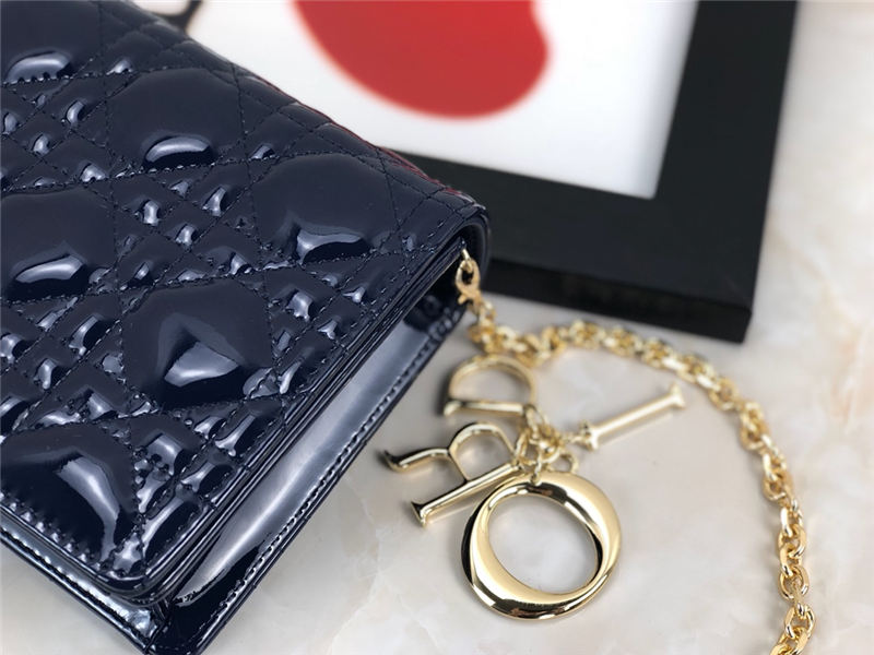 LADY Dior POUCH Patent Cannage Calfskin Indigo Blue High