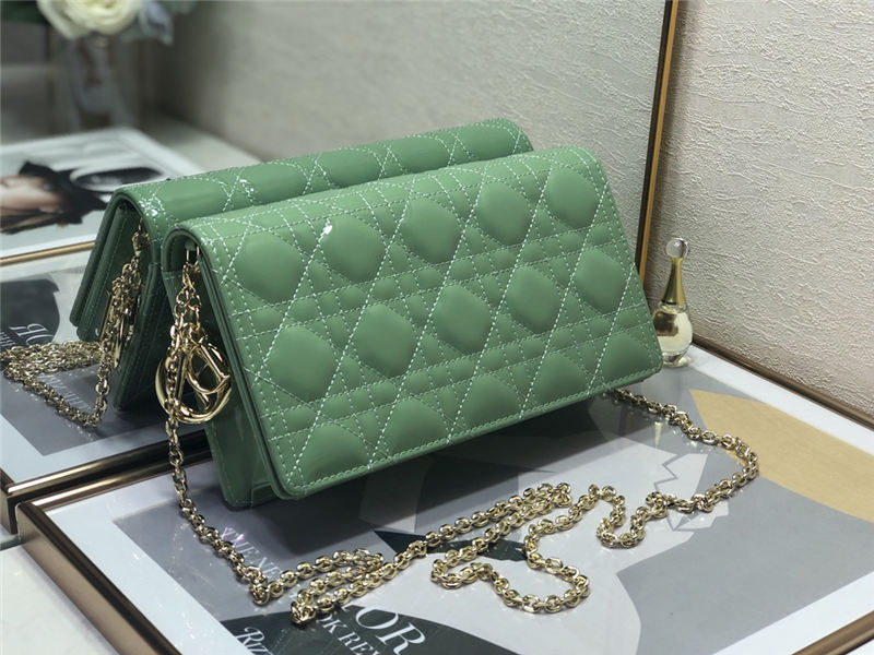 LADY Dior POUCH Patent Cannage Calfskin Green High