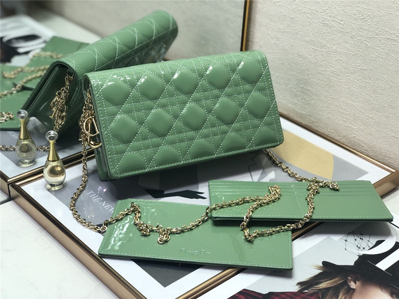 LADY Dior POUCH Patent Cannage Calfskin Green High