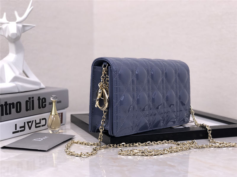 LADY Dior POUCH Patent Cannage Calfskin Denim Blue High