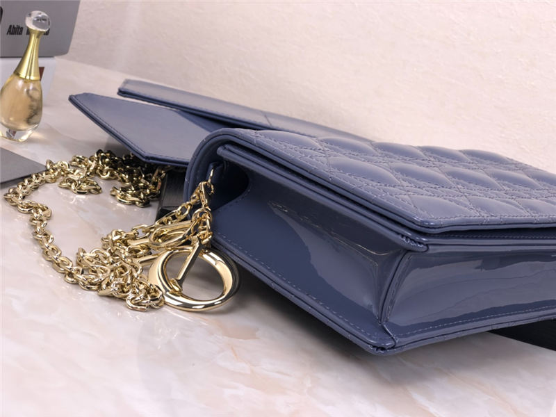 LADY Dior POUCH Patent Cannage Calfskin Denim Blue High