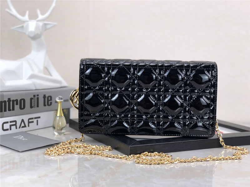 LADY Dior POUCH Patent Cannage Calfskin Black High