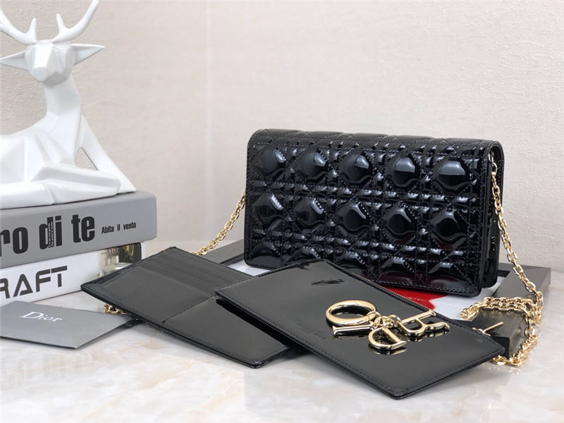 LADY Dior POUCH Patent Cannage Calfskin Black High