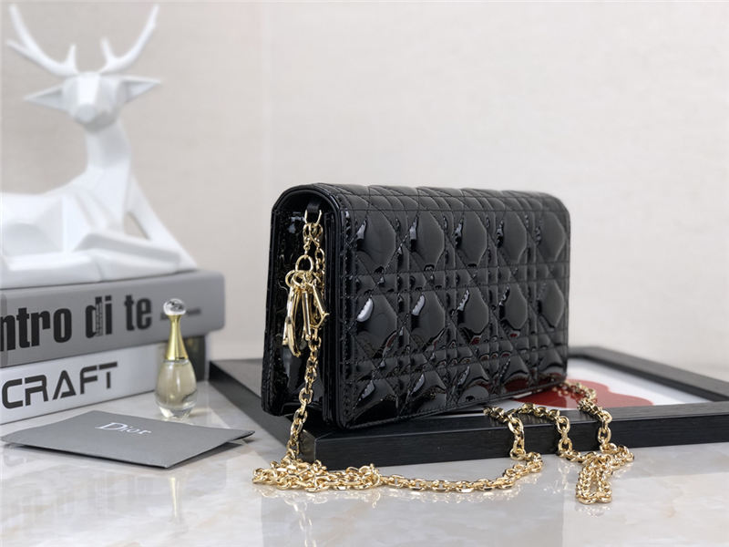 LADY Dior POUCH Patent Cannage Calfskin Black High