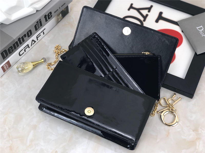 LADY Dior POUCH Patent Cannage Calfskin Black High