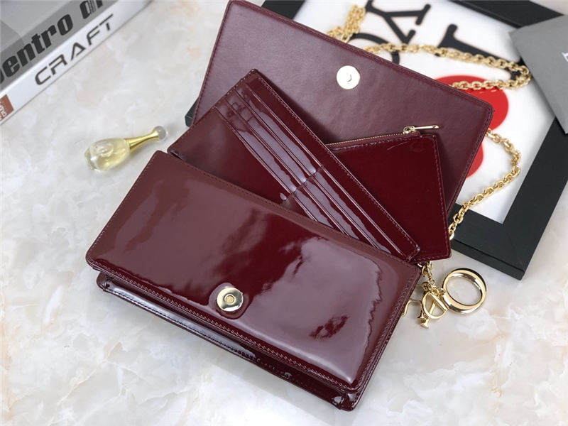 LADY Dior POUCH Patent Cannage Calfskin Burgundy High