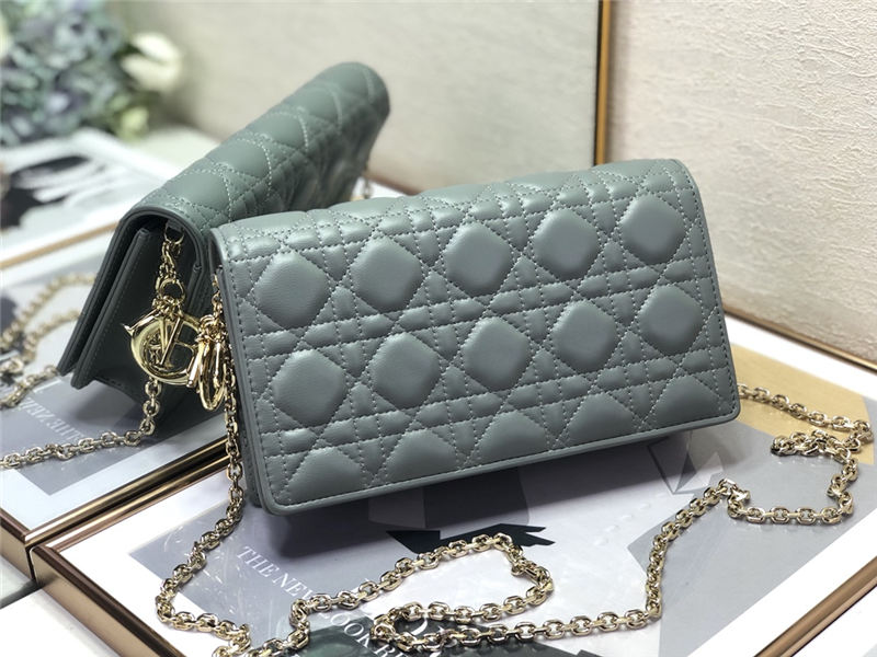 LADY Dior POUCH Cannage Lambskin Grey-Green High