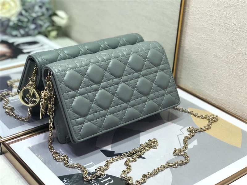 LADY Dior POUCH Cannage Lambskin Grey-Green High