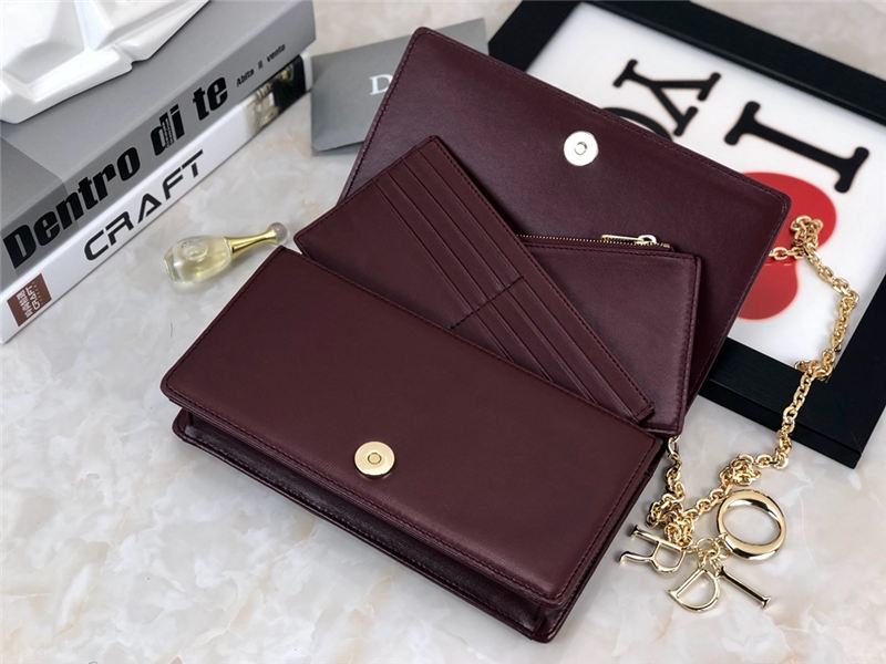 LADY Dior POUCH Cannage Lambskin Burgundy High