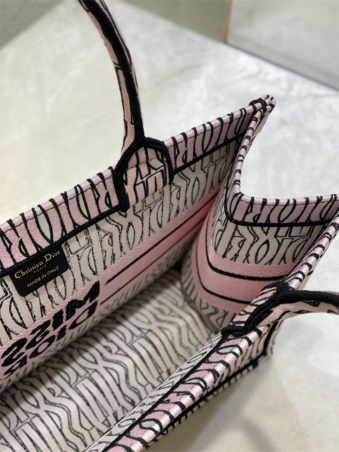 MEDIUM Dior BOOK TOTE Miss Dior Allover Embroidery Pink High