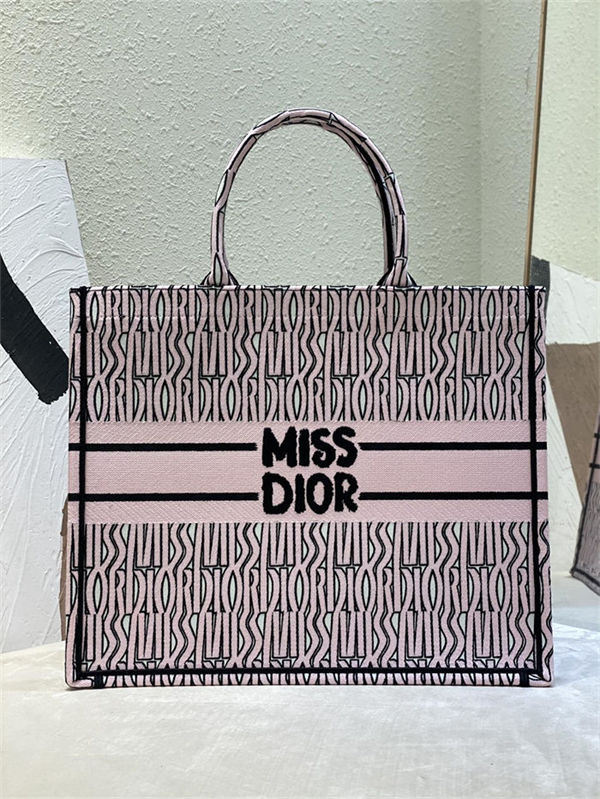 LARGE Dior BOOK TOTE Miss Dior Allover Embroidery Pink High