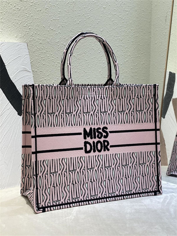 LARGE Dior BOOK TOTE Miss Dior Allover Embroidery Pink High