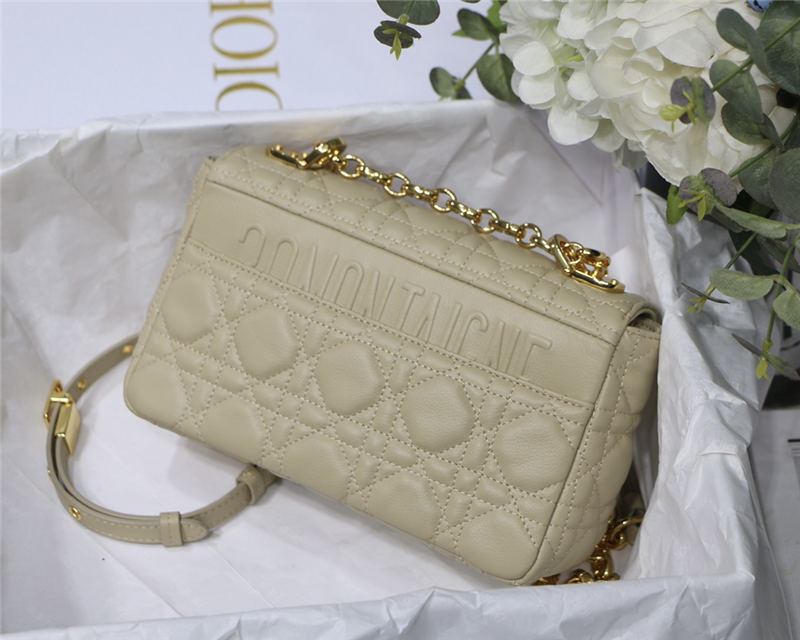 SMALL Dior CARO BAG Supple Cannage Calfskin Beige High