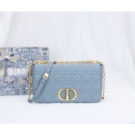 LARGE Dior CARO BAG Supple Cannage Calfskin Sky Blue High