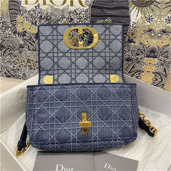 SMALL Dior CARO BAG Denim Blue High