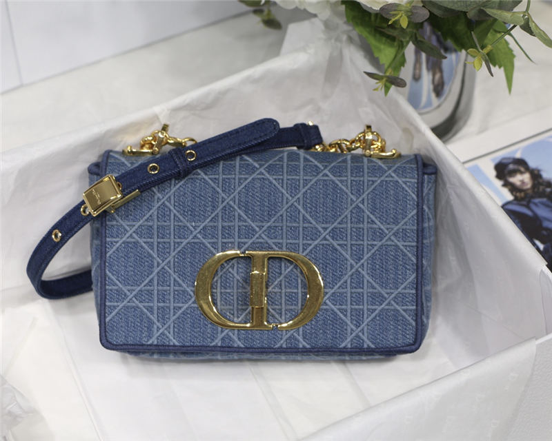 SMALL Dior CARO BAG Denim Blue High