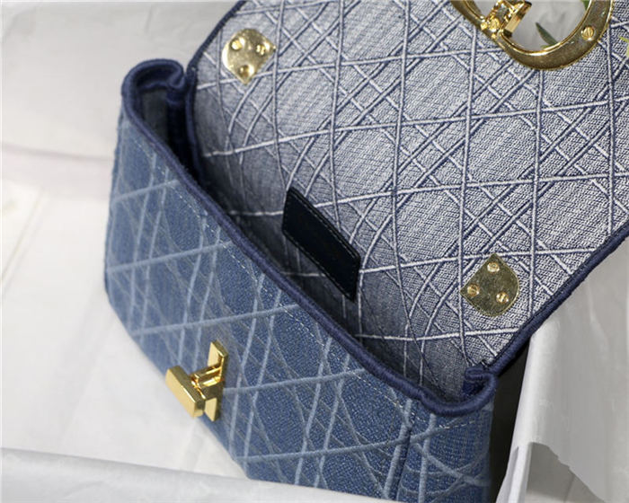 SMALL Dior CARO BAG Denim Blue High