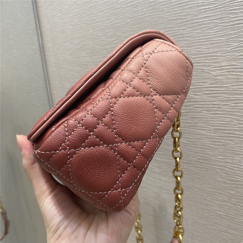 SMALL Dior CARO BAG Supple Cannage Calfskin Gradient Pink High