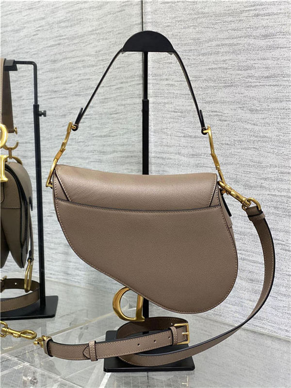 SADDLE BAG Grained Calfskin Warm Taupe High