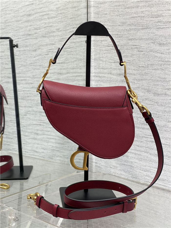 Mini SADDLE BAG Grained Calfskin Wine High