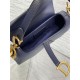 Mini SADDLE BAG Grained Calfskin Navy Blue High