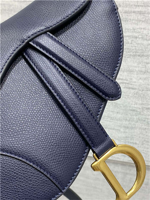 Mini SADDLE BAG Grained Calfskin Navy Blue High