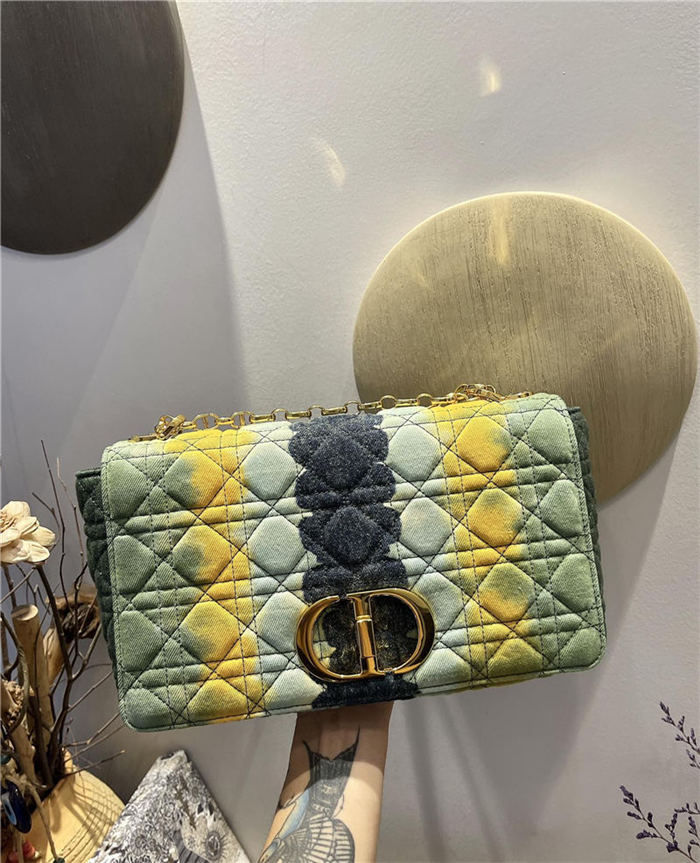 LARGE Dior CARO BAG Denim Green High