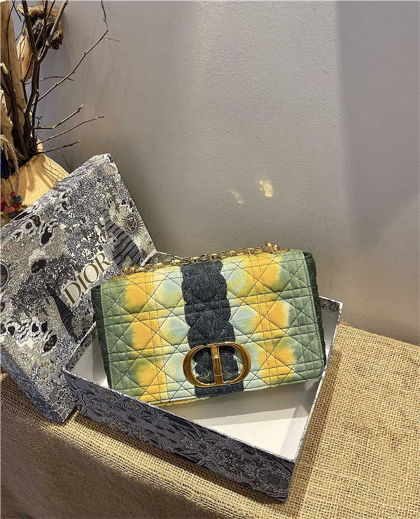 SMALL Dior CARO BAG Denim Green High