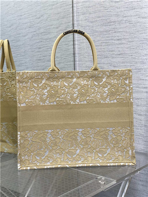 LARGE Dior BOOK TOTE D-Lace Embroidery with Macramé Effect High