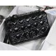 MEDIUM Dior CARO BAG Crinkled Patent Lambskin Black High