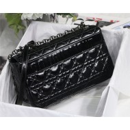 MEDIUM Dior CARO BAG Crinkled Patent Lambskin Black High