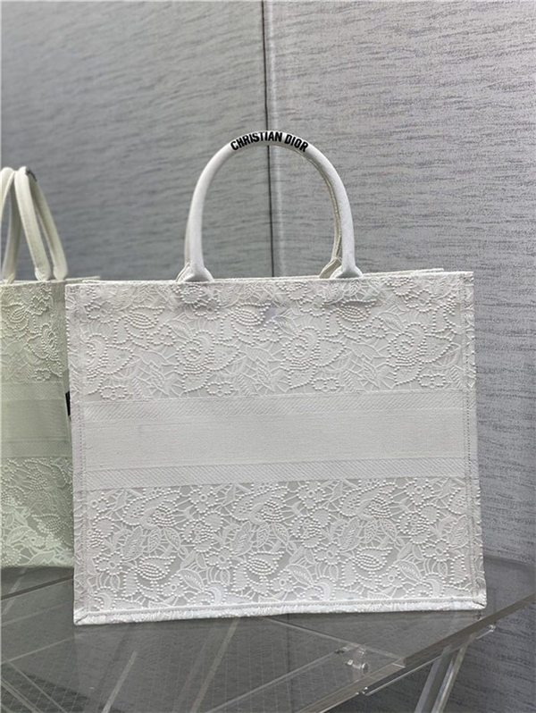 LARGE Dior BOOK TOTE D-Lace Embroidery with Macramé Effect High