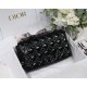 LARGE Dior CARO BAG Crinkled Patent Lambskin Black High