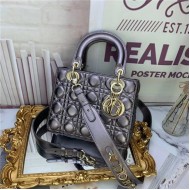 SMALL LADY Dior MY ABCDior BAG Metallic Cannage Calfskin Gunmetal High