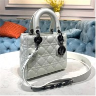 SMALL LADY Dior MY ABCDior BAG Cannage Lambskin White Pewter metal High