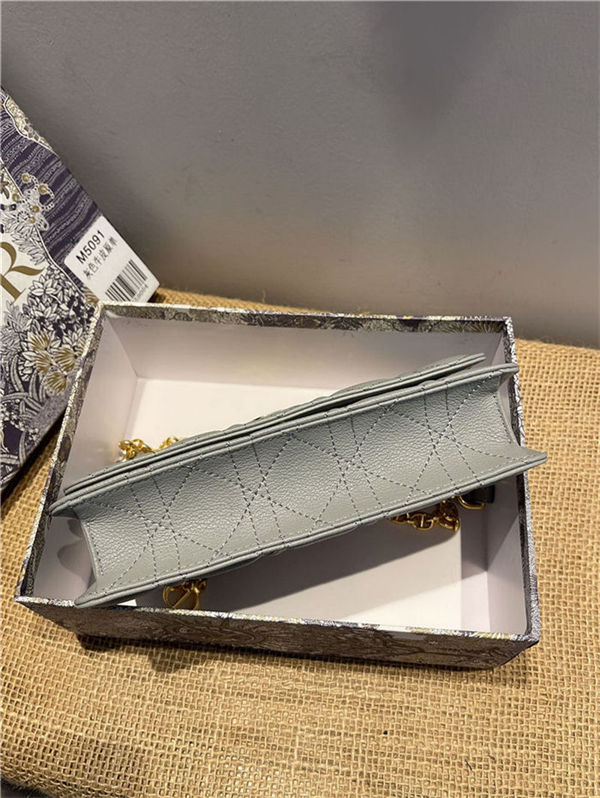 Dior CARO BELT POUCH WITH CHAIN Supple Cannage Calfskin Grey High